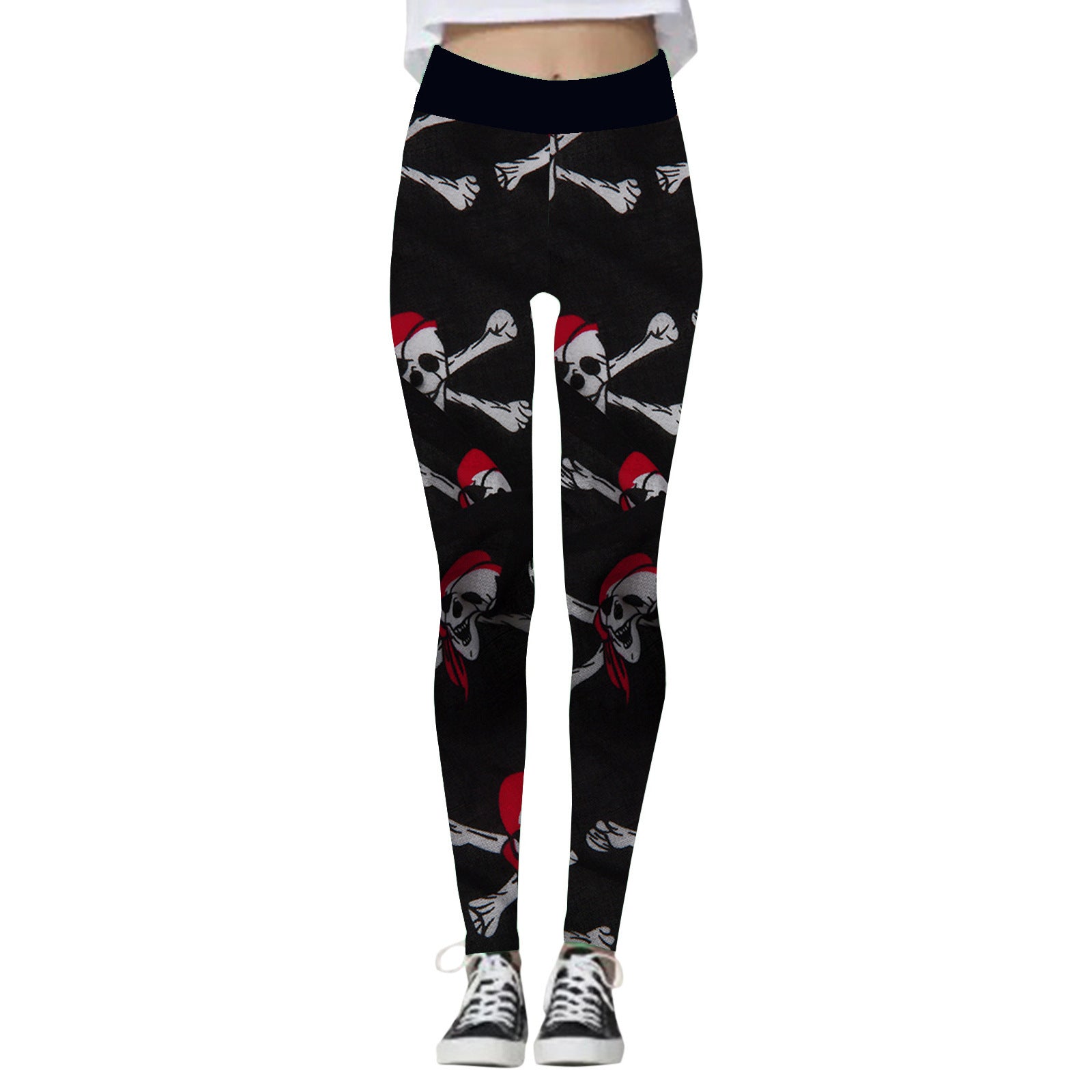 Black Cat Society | Skull & Pumpkin Halloween Leggings For Women