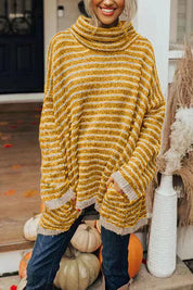 Margaux Holloway | Striped Turtleneck Tunic Sweater For Women