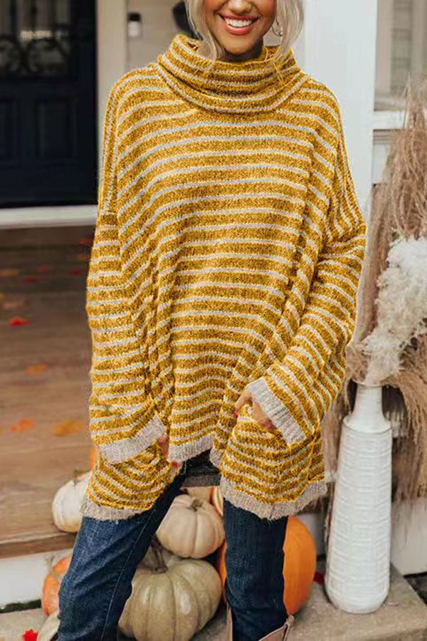 Margaux Holloway | Striped Turtleneck Tunic Sweater For Women