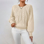 Rosalie Thornbury | Cable-Knit Crew Neck Sweater For Women