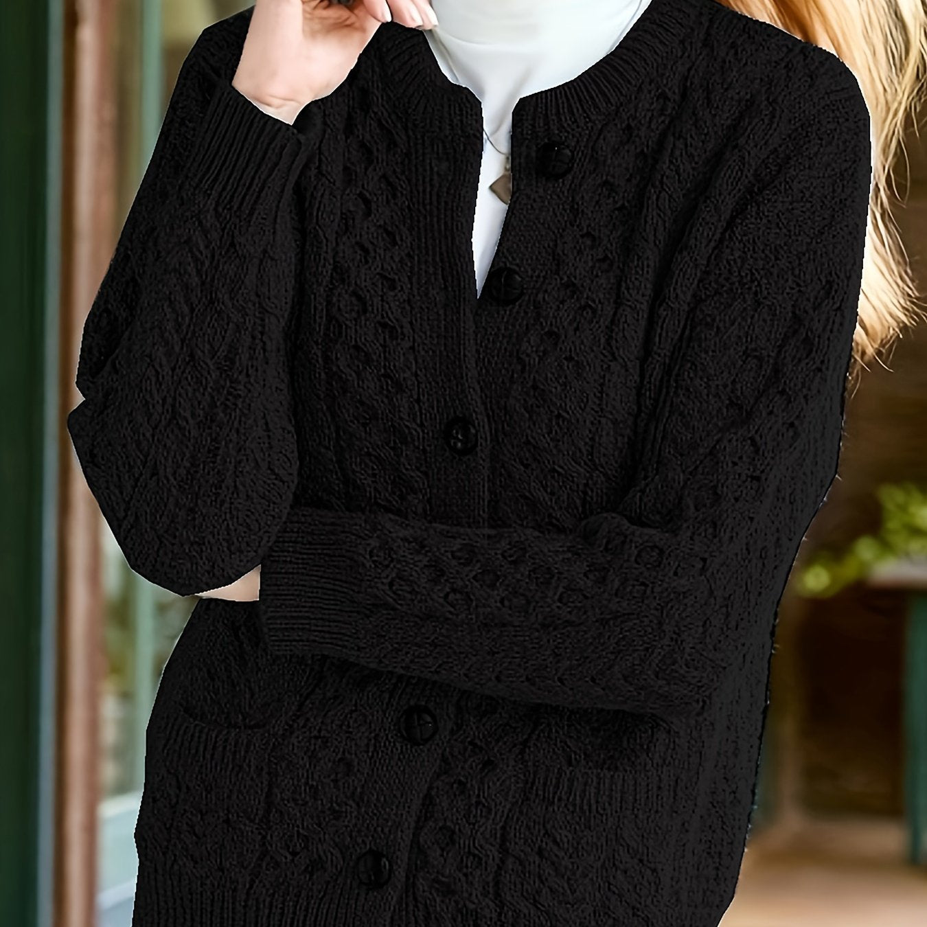 Amara Delfino | Textured Button-Front Cardigan For Women