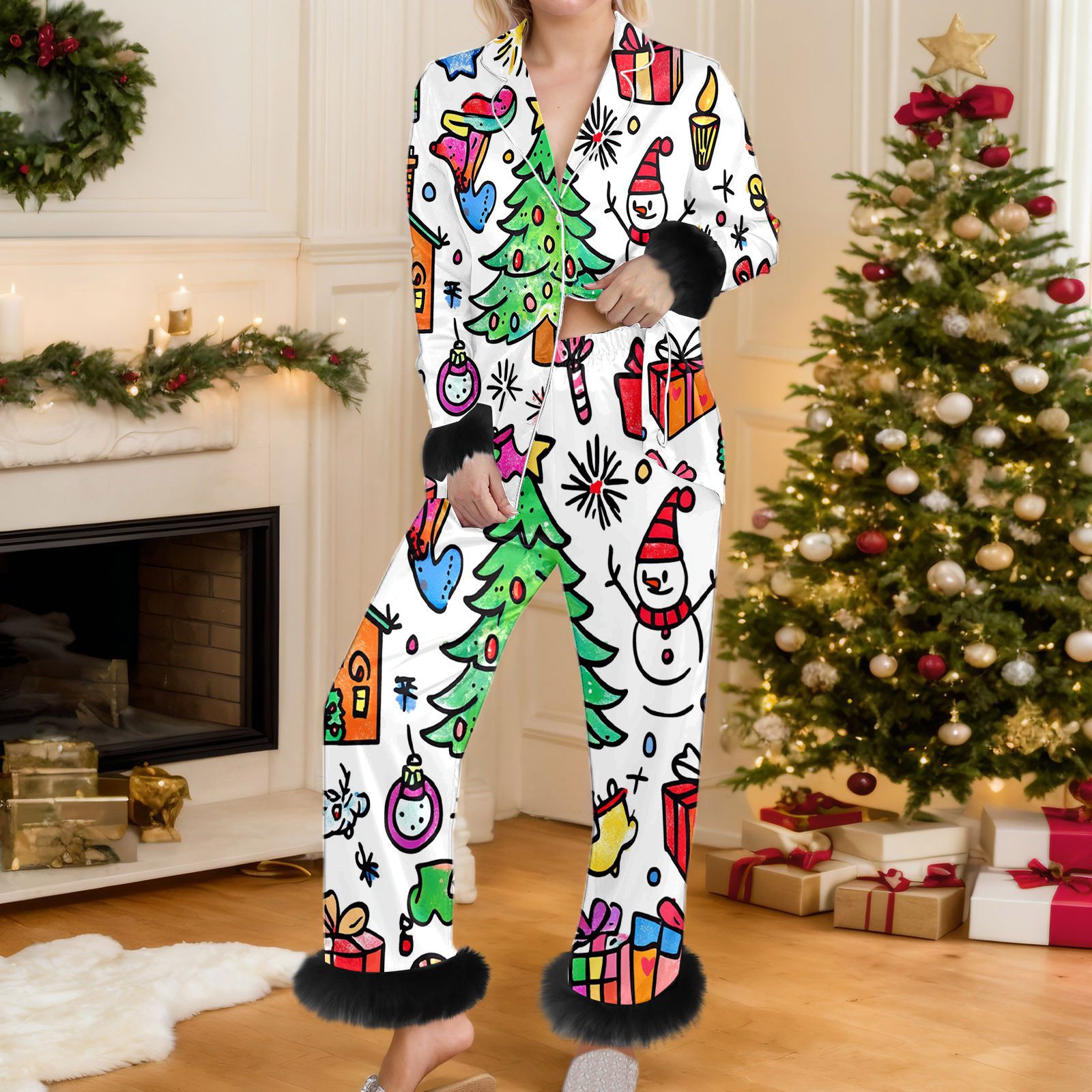 Cozy Yule | Snowman Print Christmas Pyjamas For Women