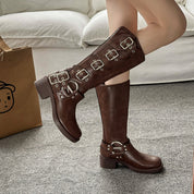 Josephine Laurent | Buckle Knee-High Western Boots For Women