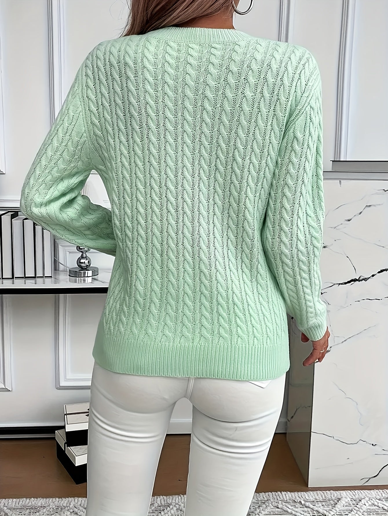 Simone Aldridge | Cable-Knit Round Neck Sweater For Women