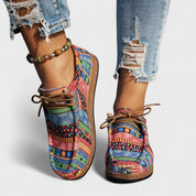Celinda Beaurivage | Boho Tribal Print Lace-Up Platform Sneakers For Women