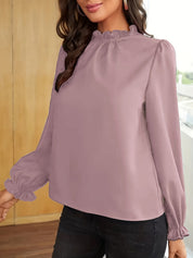 Cosette Vaillant | Rust Ruffled Blouse With Puff Sleeves For Women