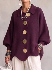 Gentry Colewood | Scalloped Hem Collared Button Cardigan For Women