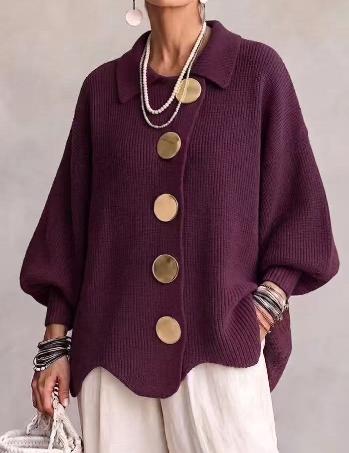 Gentry Colewood | Scalloped Hem Collared Button Cardigan For Women