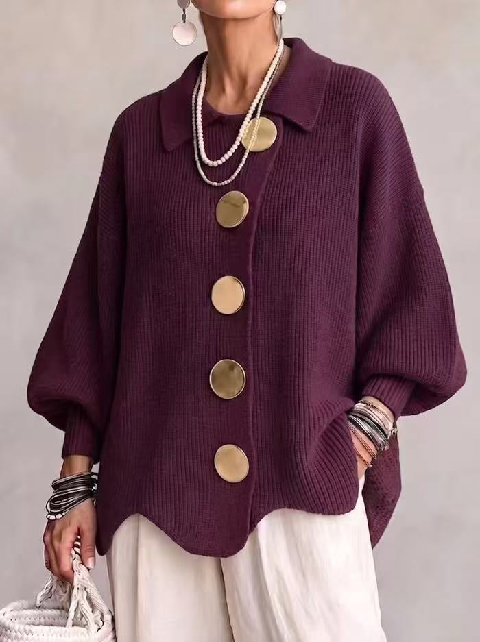 Gentry Colewood | Scalloped Hem Collared Button Cardigan For Women