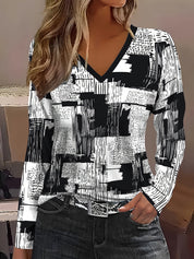 Celinda Waverly | Autumn Maple Leaf Print Long-Sleeve Top For Women