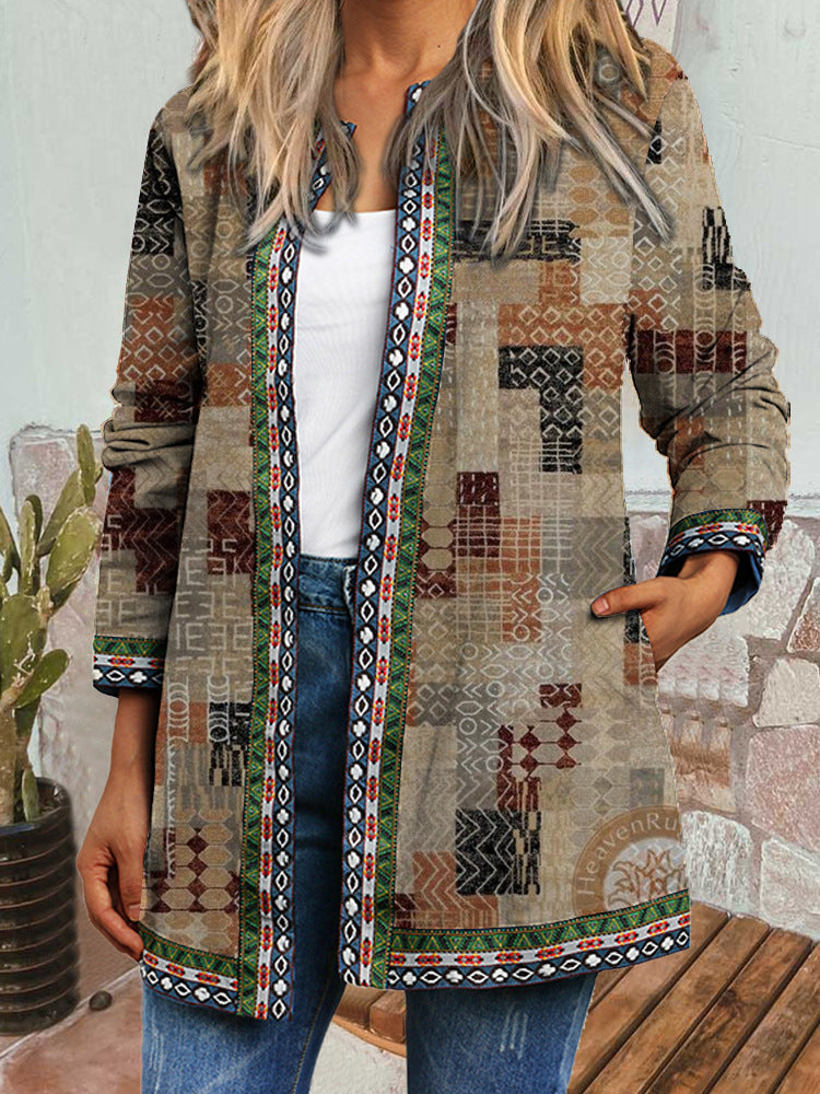 Beatrice Anselmi | Bohemian Print Long-Sleeve Cardigan Jacket For Women