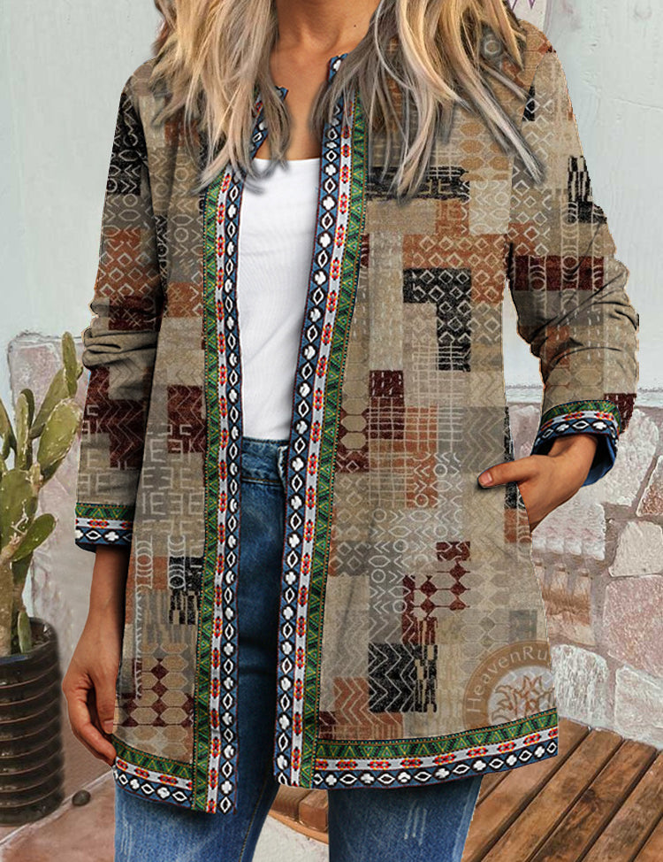 Beatrice Anselmi | Bohemian Print Long-Sleeve Cardigan Jacket For Women