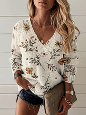 Naomi Beckwith | Floral V-Neck Sweater For Women