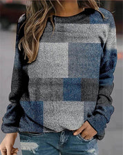 Simone Beaumont | Colorblock Plaid Crew Neck Sweater For Women