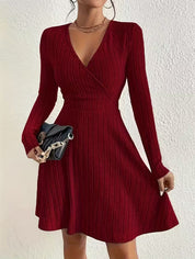 Bernadette Solaire | Ribbed Knit Wrap Mini Dress For Women