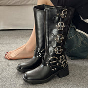 Josephine Laurent | Buckle Knee-High Western Boots For Women
