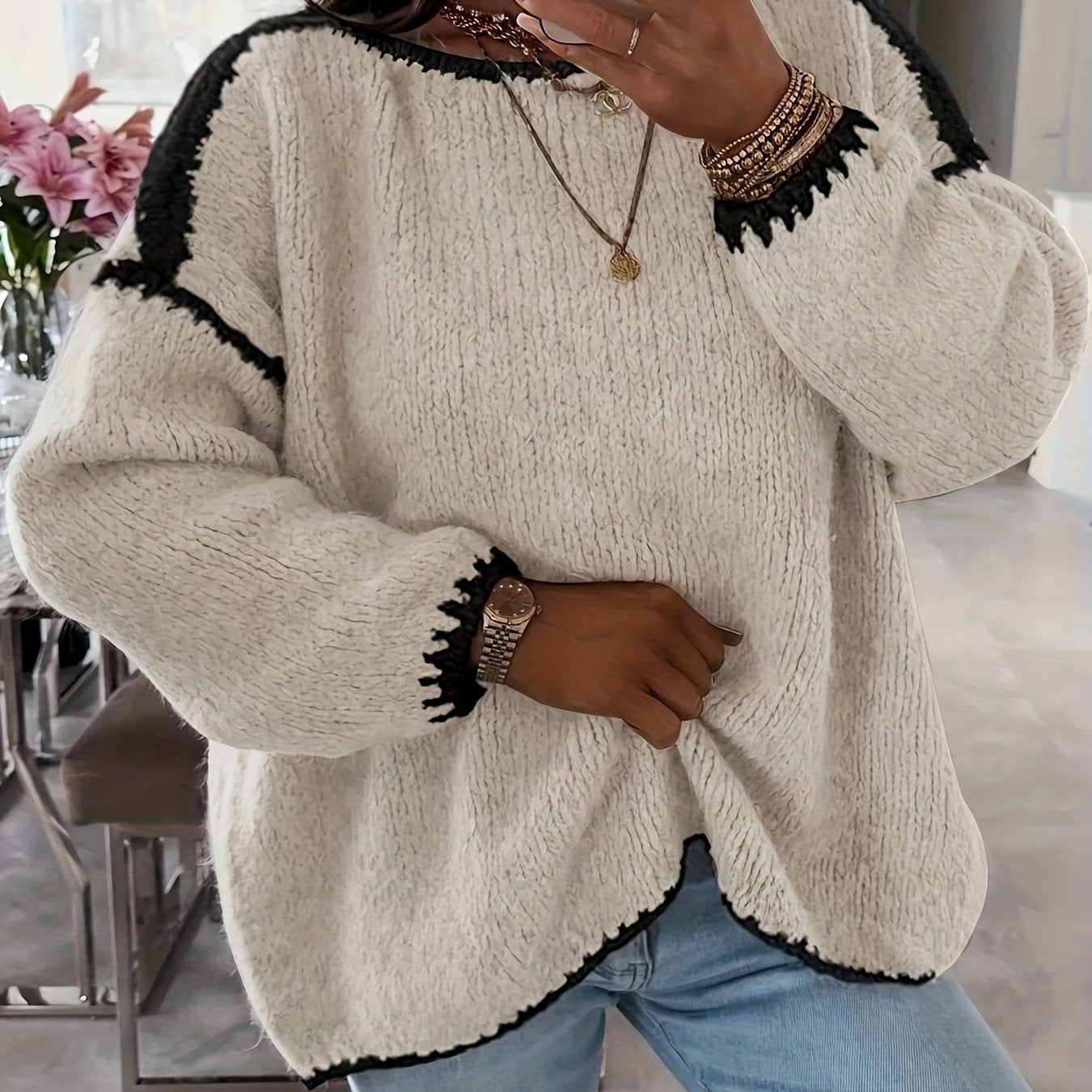 Colette Ravenna | Chunky Knit Sweater With Boat Neckline