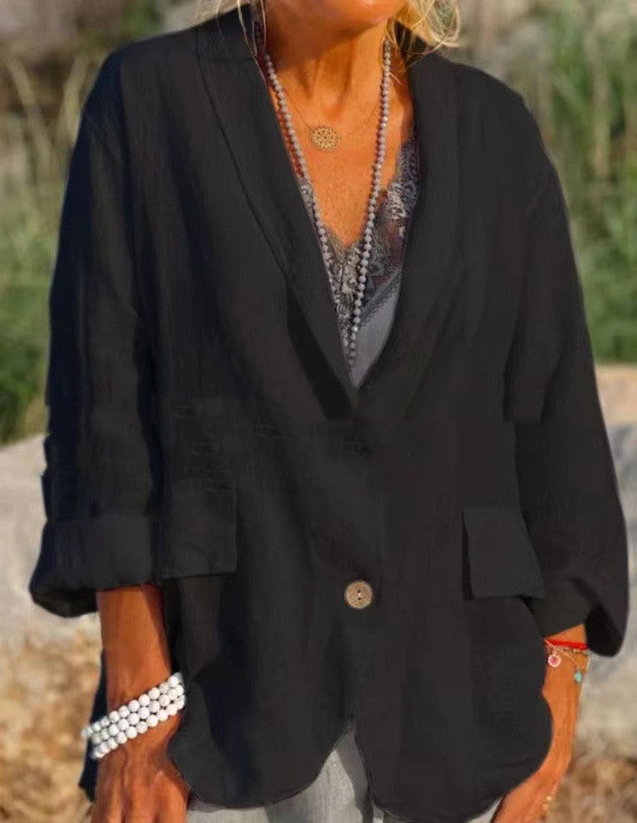 Simone Fitzgerald | Cotton Linen Oversized Blazer Jacket For Women