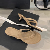 Élise Fontenoy | Suede Thong Mid-Heel Sandals For Women