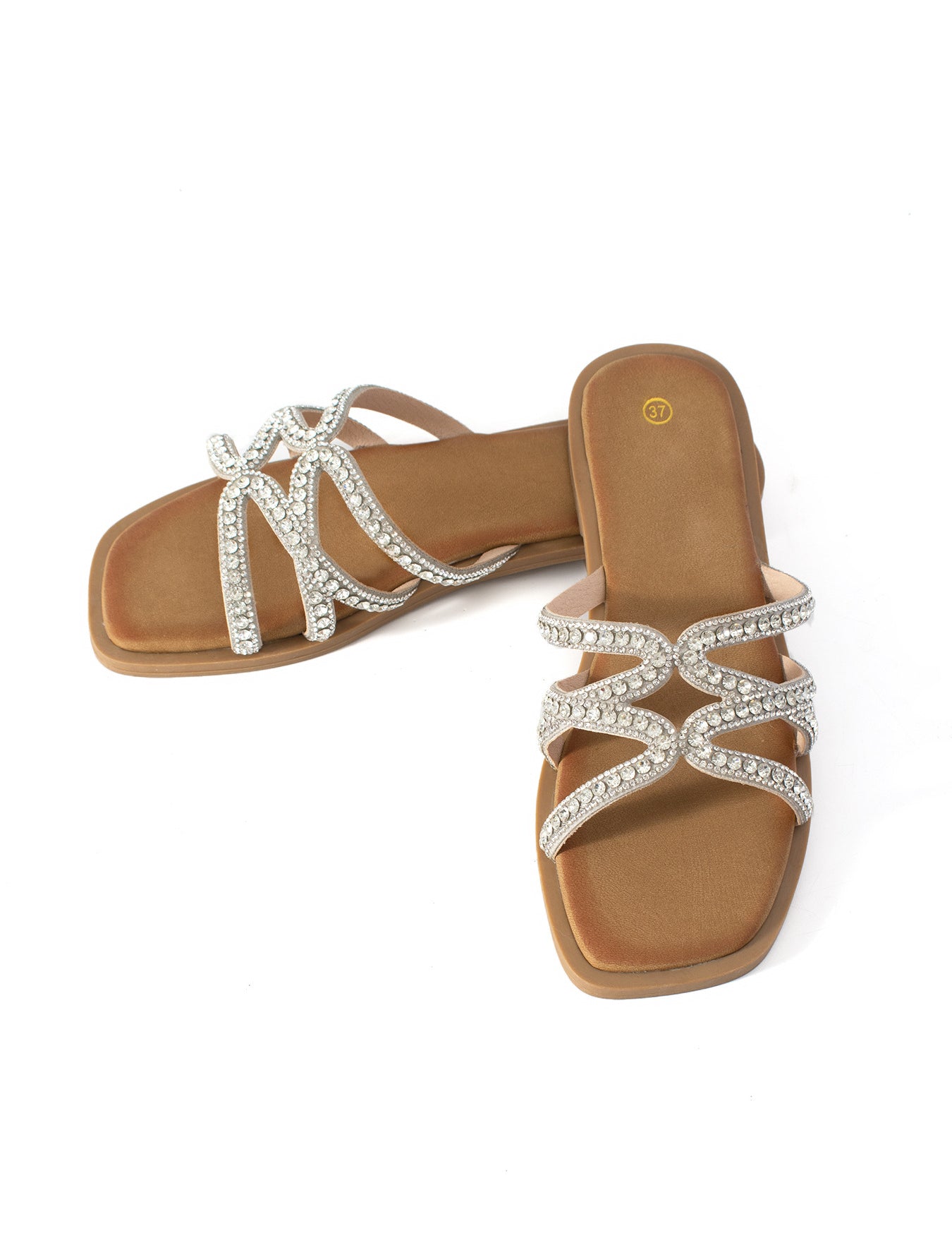 Vittoria Sant'Angelo | Rhinestone Flat Slide Sandals For Women