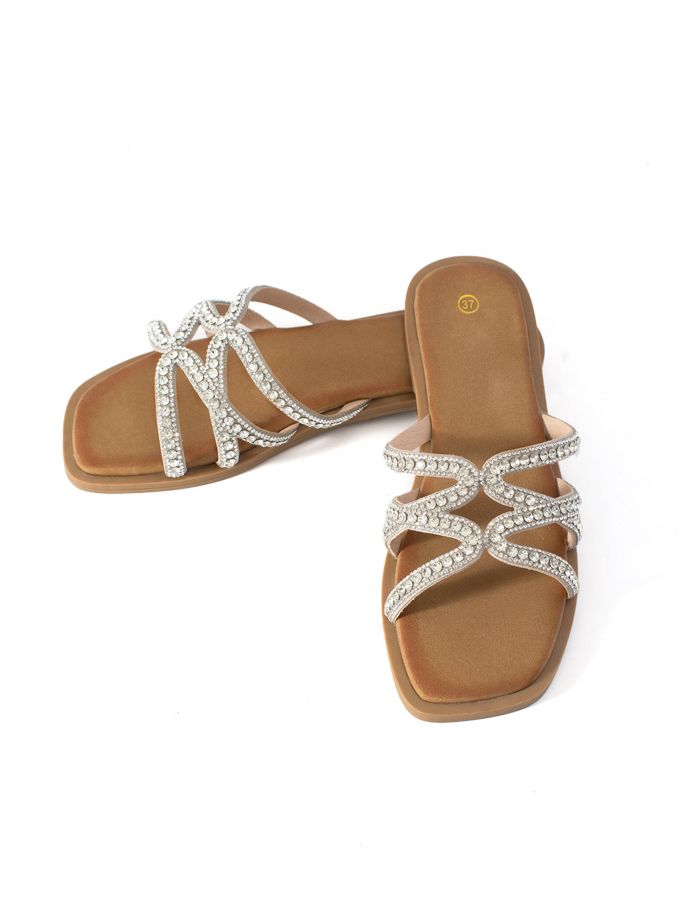 Vittoria Sant'Angelo | Rhinestone Flat Slide Sandals For Women