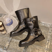 Palmer Selcombe | Black Buckle Chunky Ankle Boots For Women
