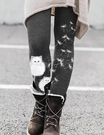 Selene Vasari | Cat Print Leggings For Women