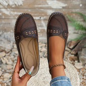 Luciana Velthorpe | Beige Perforated Slip-On Comfort Flats