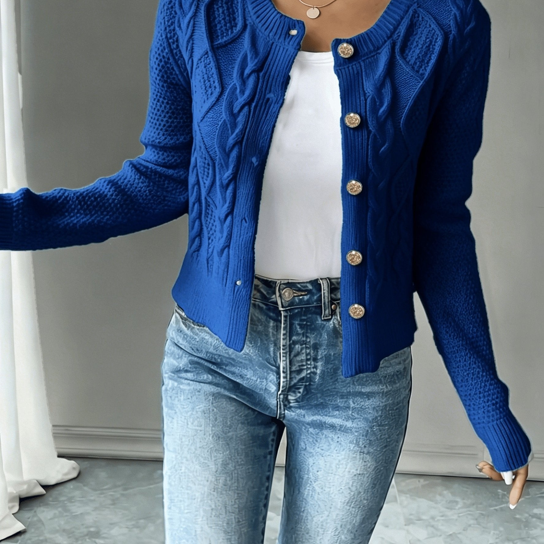 Vittoria Rossignol | Cable-Knit Button-Front Cardigan For Women