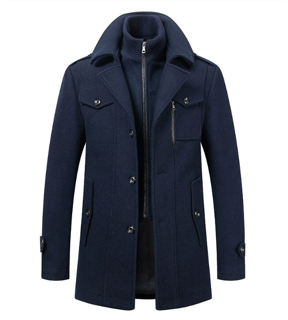Dawson Haldale | Double Collar Wool Blend Winter Coat For Men