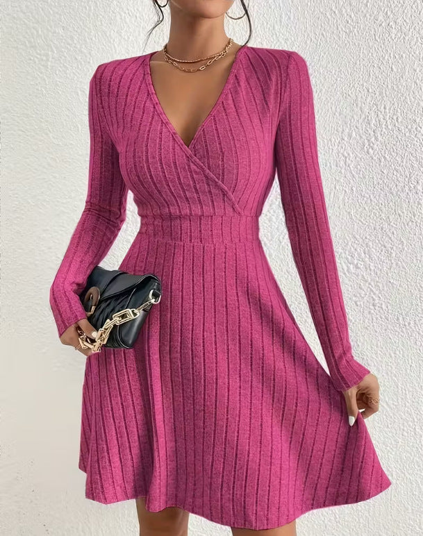 Bernadette Solaire | Ribbed Knit Wrap Mini Dress For Women