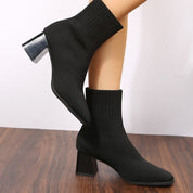 Océane Beauchamp | Pointed Toe Stretch Sock Boots For Women