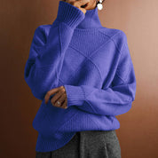Ruby Estshaw | Diamond Knit Turtleneck Sweater For Women
