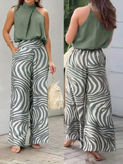 Colette Vasari | Zebra Print Wide-Leg Two-Piece Set For Women