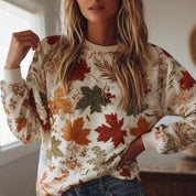 Noelle Devereux | Maple Leaf Print Crew-Neck Sweatshirt For Women