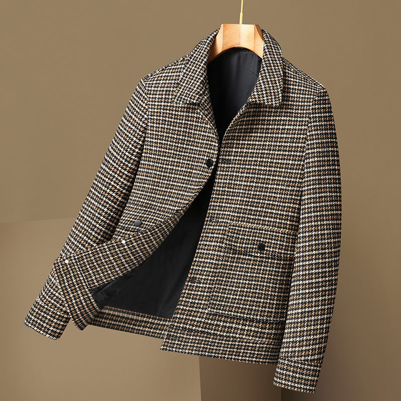 Ward Lingate | Houndstooth Button-Up Jacket For Men