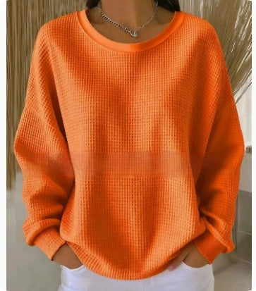 Nadia Brennan | Waffle Knit Oversized Pullover Sweatshirt For Women