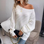 Colombe Vantoux | Off-Shoulder Ribbed Knit Sweater For Women
