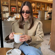 Adrienne Castellan | Khaki Cropped Work Jacket For Women