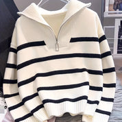 Perrine Duchamp | Striped Quarter-Zip Sweater For Women