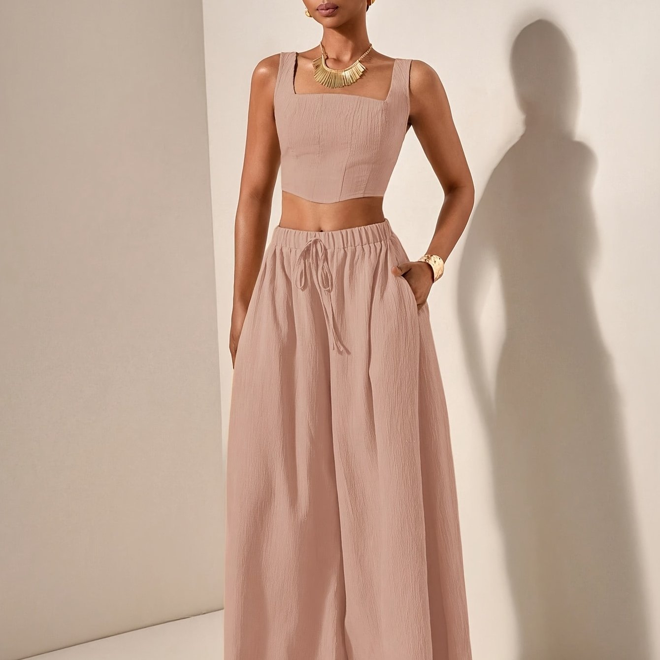 Solène Duchamp | Wide-Leg Two-Piece Set With Drawstring Waist For Women