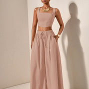 Solène Duchamp | Wide-Leg Two-Piece Set With Drawstring Waist For Women