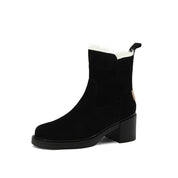 Adrienne DuBois | Fur-Trim Suede Ankle Boots With Side Zipper For Women