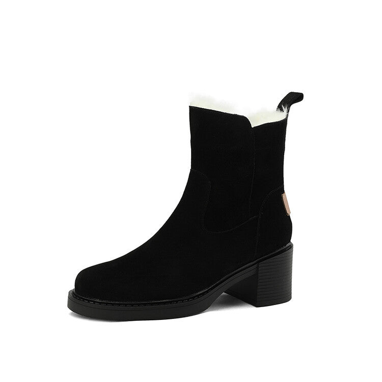 Adrienne DuBois | Fur-Trim Suede Ankle Boots With Side Zipper For Women