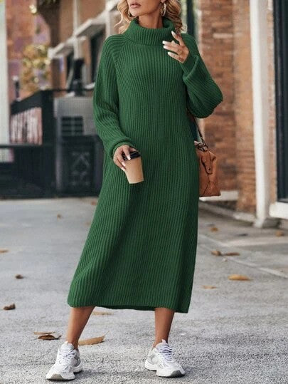 Isabelle Moreau | Turtleneck Knit Sweater Maxi Dress For Women