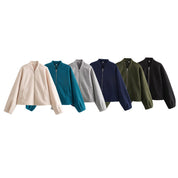 Noelle Fontclair | Stand Collar Wool-Blend Bomber Jacket For Women
