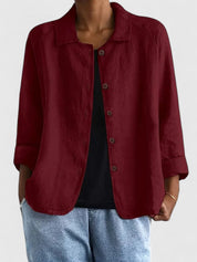Théodora Wentbridge | Pink Linen-Blend Button-Front Shirt