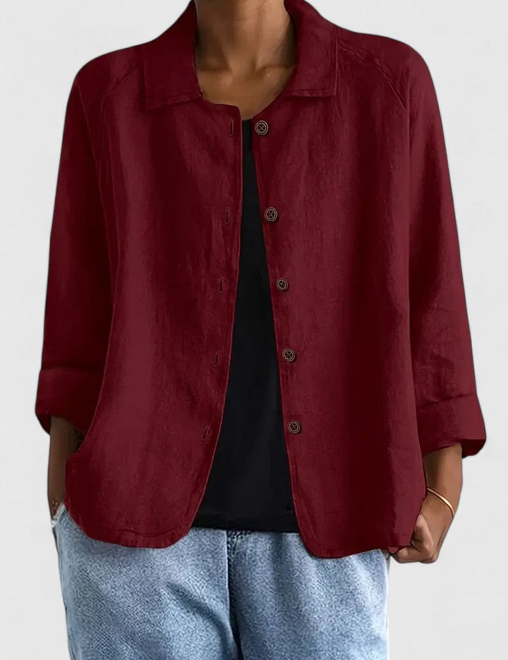 Théodora Wentbridge | Pink Linen-Blend Button-Front Shirt