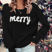 Amandine Charlevoix | Merry Christmas Crew Neck Sweater For Women