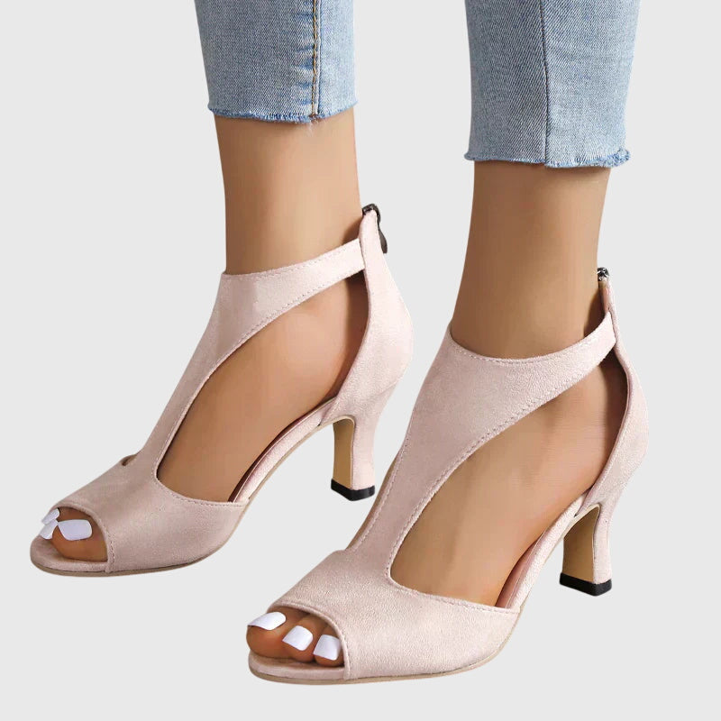 Marianne Vosclaire | Blush Pink Orthopedic Block Heel Sandals